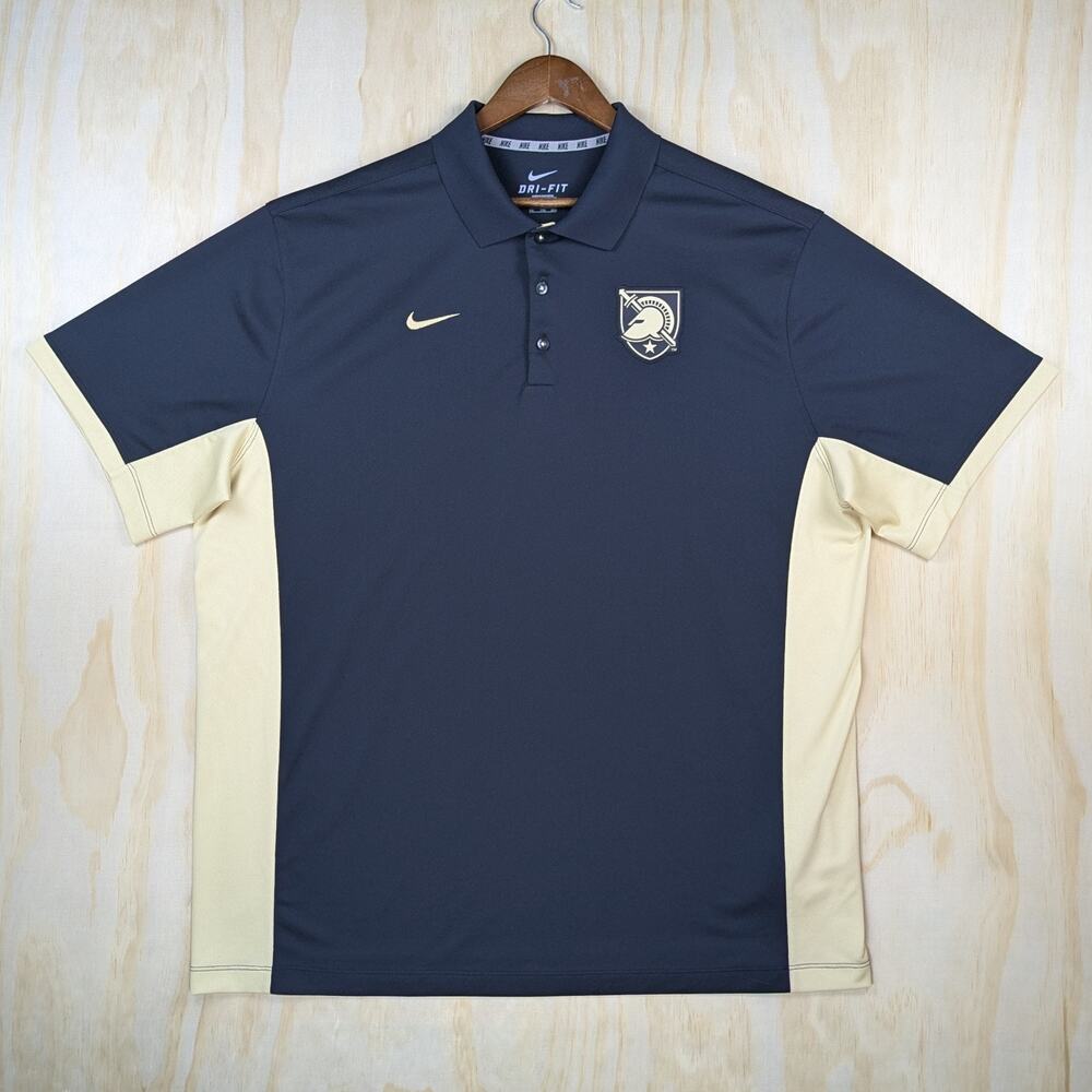 Nike Men's XXL Army Black Knights Golf Polo Shirt Dri-Fit West Point Black Gold